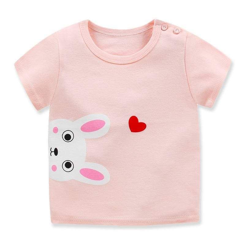เสื้อยืดเด็กสีชมพูลายกระต่าย